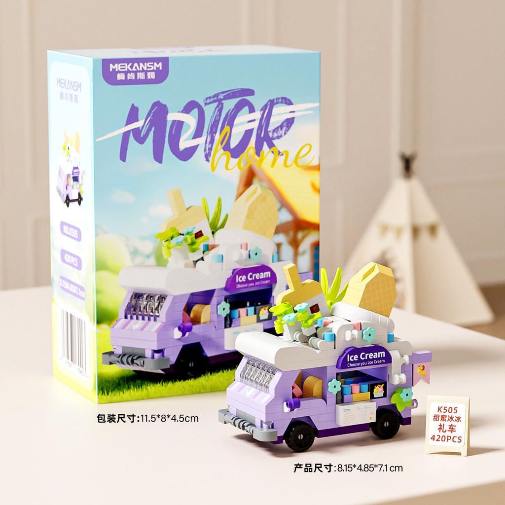 Anime Building Blocks Figure Vending Cart Series, Cartoon Small Particle Assembly Models, Fun Educational Toys For Kids,