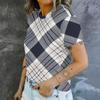 Simple and personalized striped printed women's summer short sleeved round neck T-shirt for daily commuting versatile top