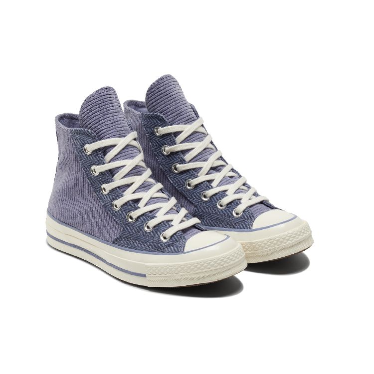 Converse 1970-е Chuck Taylor All Star Hi Модные Универсальные Вельветовые Лоскутные Высокие Кеды Унисекс Фиолетовый 172495C