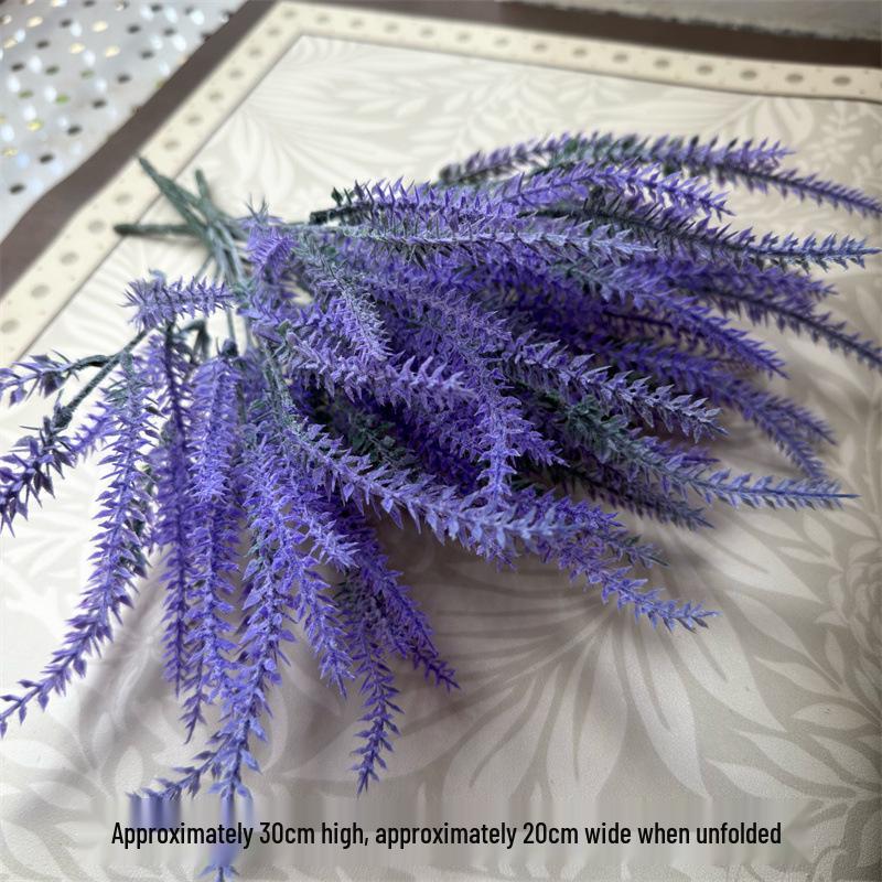 Pink Flocked Lavender Artificial Wedding Bouquet - Soft Decorative Flower Arrangement