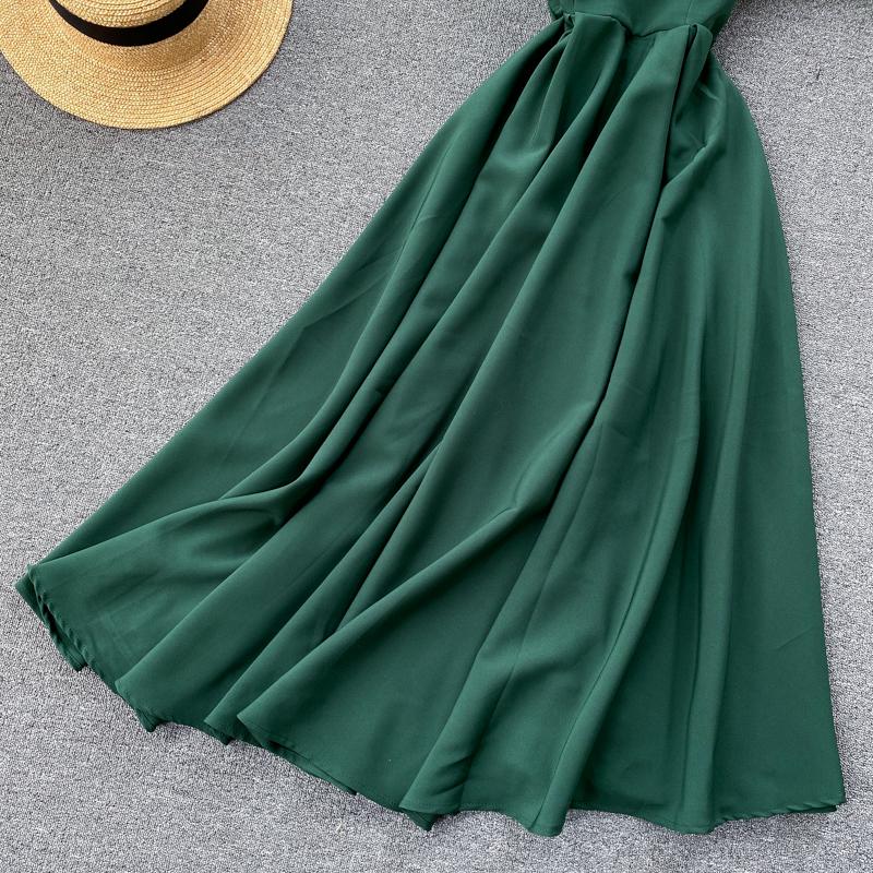 Винтажное платье в стиле 2024 года с V-образным вырезом, открытой спиной, однотонное, приталенное, длинное