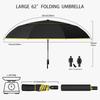 62 Inch Large Compact Windproof Golf Umbrella, Automatic UPF 50+ Umbrellas for Rain, Portable Folding Travel Umbrella