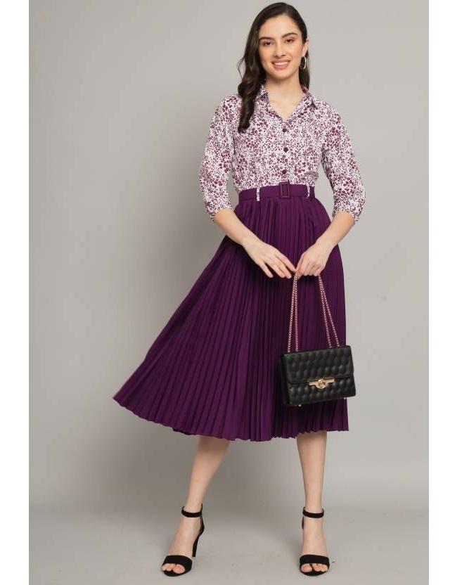 Party Wear Designer Top Tunic Western Wear Women A-line Purple Dress Kurta Top