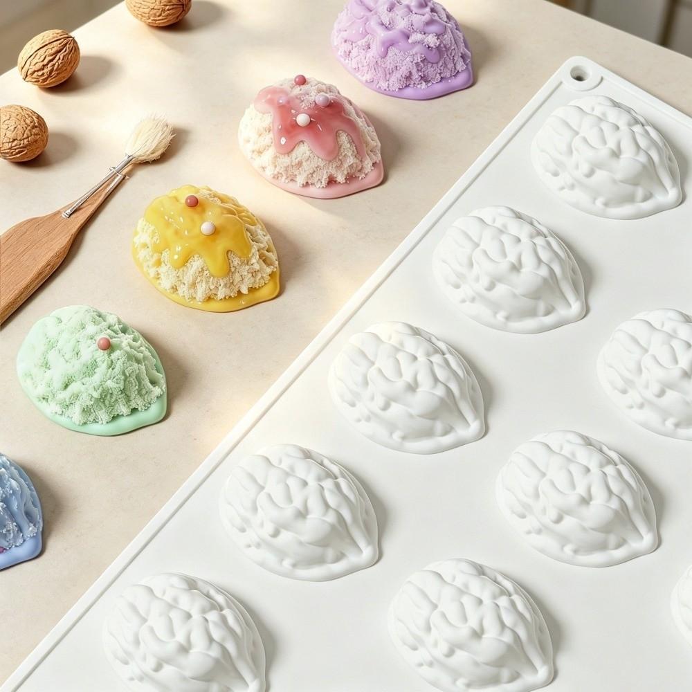 18-Cavity Walnut Silicone Molds Nonstick Coating Pecan Cake Molds Cookie Baking Molds Home Kitchen