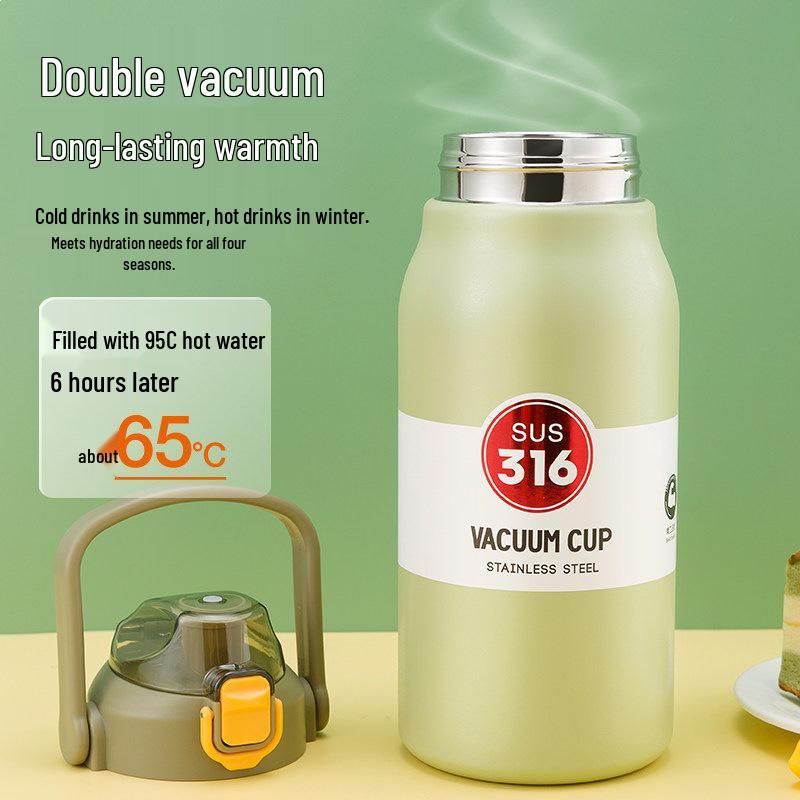 Baol 316 Stainless Steel Thermal Mug with Straw - Large Capacity Sports Water Bottle for Women & Men