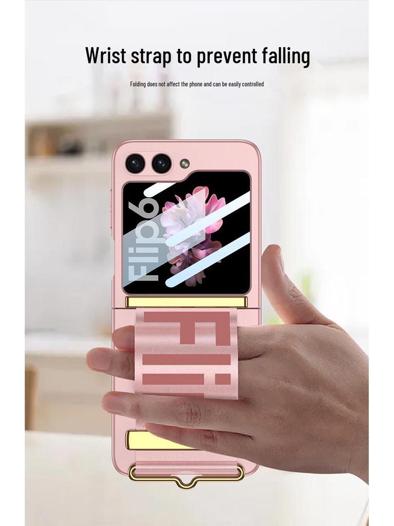 Ультратонкий чехол Samsung Flip6 со встроенным ремешком на запястье и защитной складной крышкой
