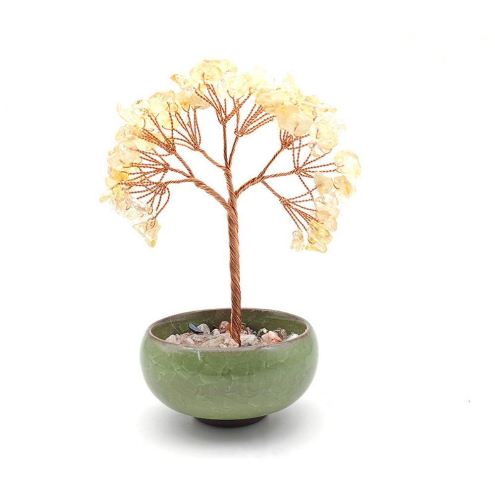 Медная проволока натуральное хрустальное дерево с чашкой основание каменное украшение дерево здоровье удача дерево фигурка Главная