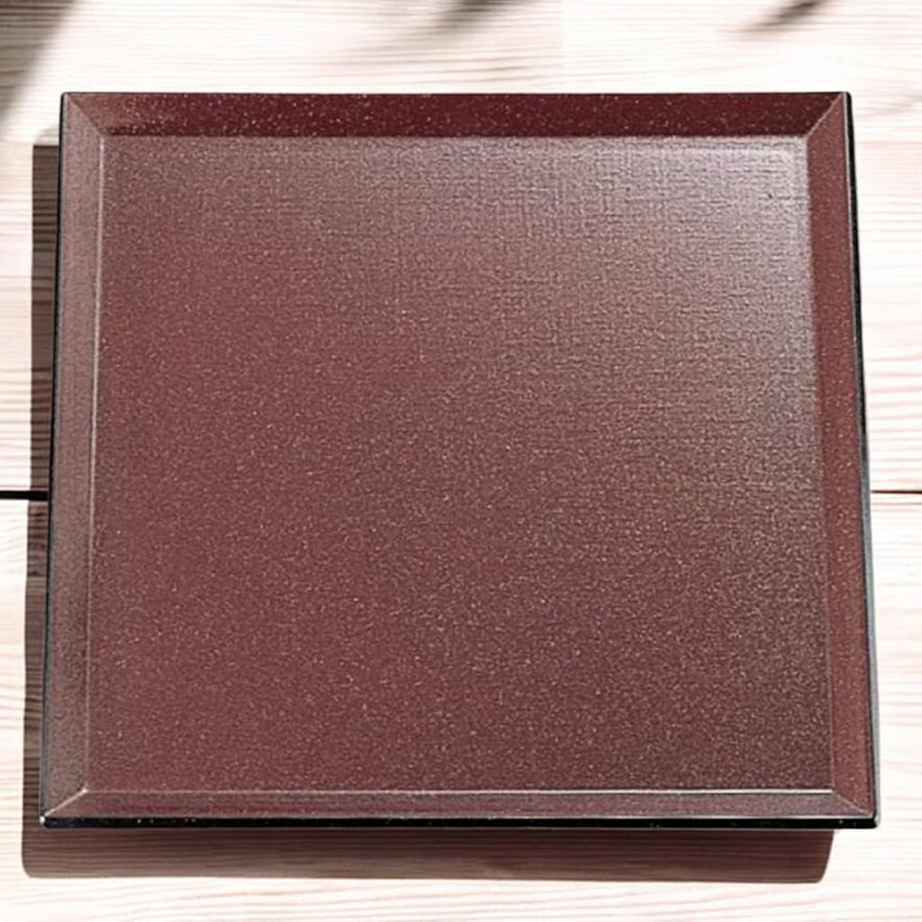 Square Tray with Cloth Enzimetal Lacquerware Made in Japan J-kitchens 2-shaku (1.2 ft) Feather-Resistant Grain, 36cm, Non-Slip, (ABS Resin),