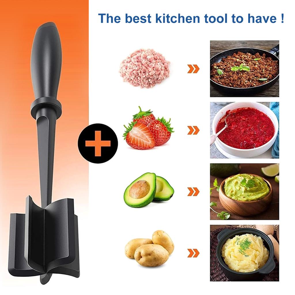 4/1PCS Meat Chopper Masher for Ground Beef and Hamburger Meat, Heat Resistant Curved Blades Ground Beef Smasher Potato Masher