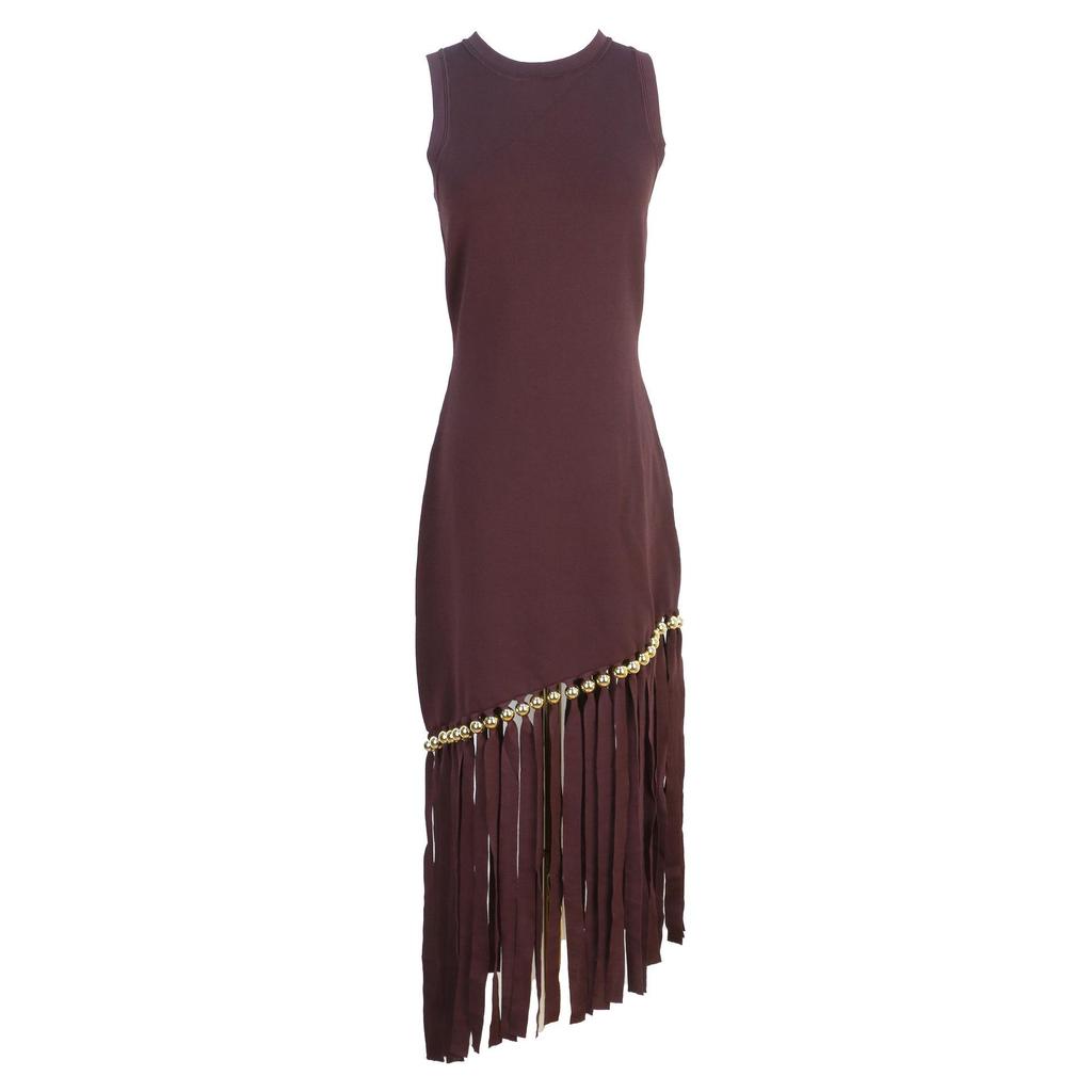 French Elegant Sleeveless Knit Dress - Slim Fit Tassel Hip-Hugging Retro Style for Women, S Family, Spring/Summer Collection.