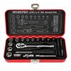 Набор торцевых ключей WORKPRO, набор инструментов для гаража, гаечный ключ с храповым механизмом, быстросъемный инструмент с рукояткой-храповиком, набор инструментов, 37 предметов, кейс 6,35 мм (1/4 дюйма) [Железо