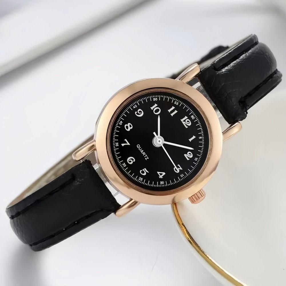 Fashion Soft Leather Strap Student Wristwatch Elegant Round Dial Wrist Watch Adjustable Quartz Clock For Men and Women