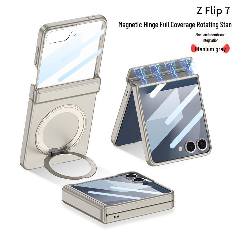 Магнитный чехол Samsung Z Flip7 с вращающейся подставкой и защитой шарнира по всей поверхности