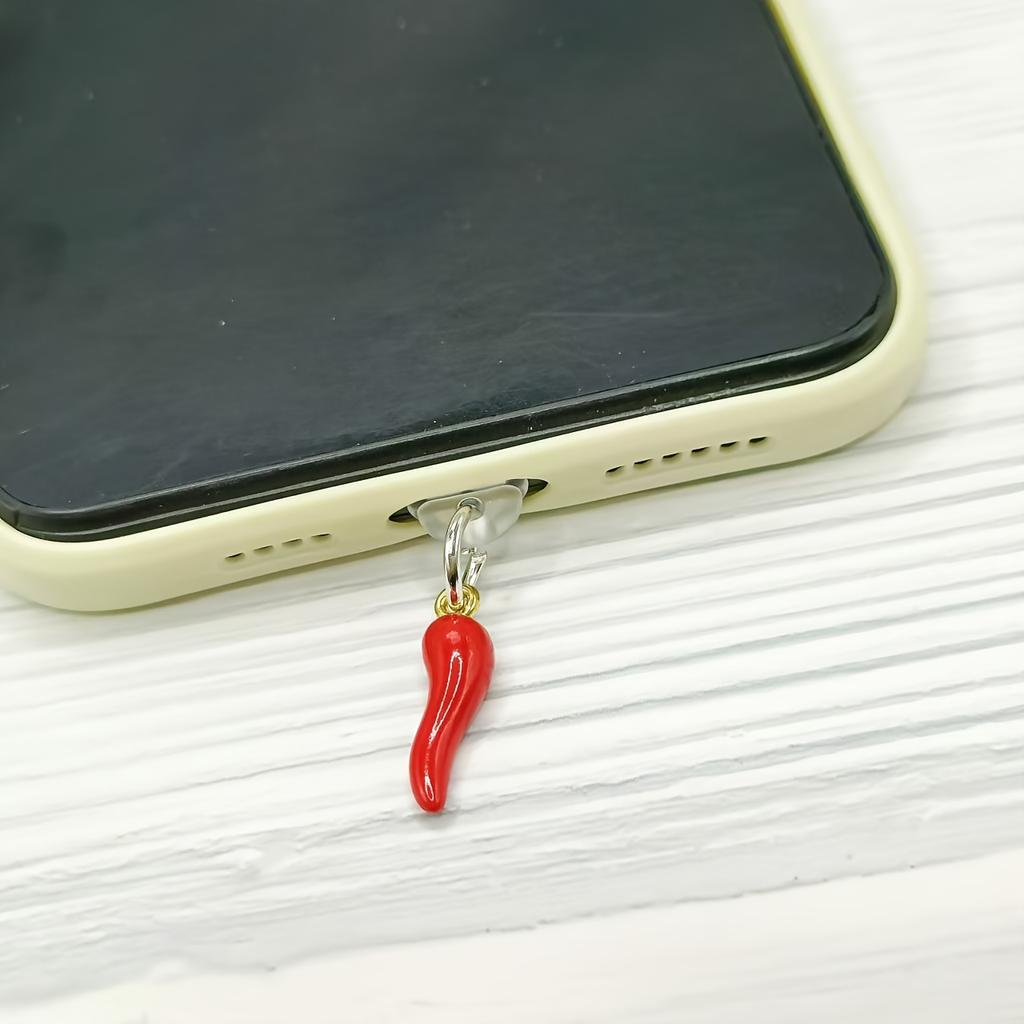 1 шт. Имитация овоща Красный перец Подвеска/DIY Ювелирные изделия/Заглушка от пыли для телефона Подходит для IPhone/Интерфейс Type-C/Защитите порт зарядки вашего телефона