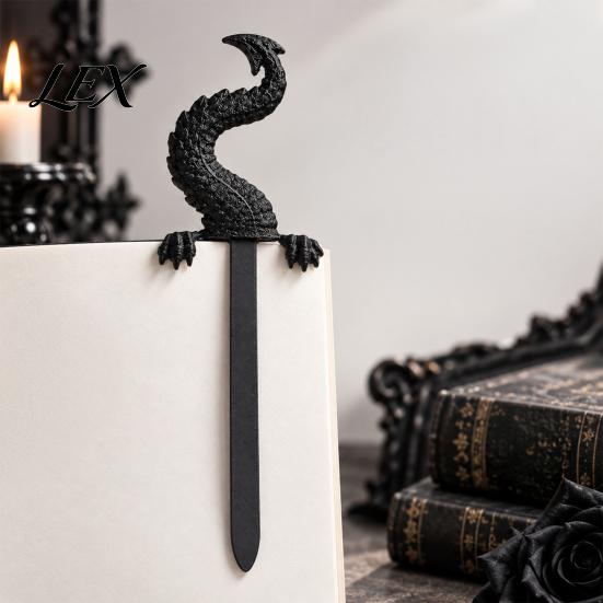 Dark Fantasy Stationery Gifts 3D Printed Dragon Tail Bookmark, Retro Durable PLA Reading Marker, Niche Tools for Adults Unique Animal Page Holder