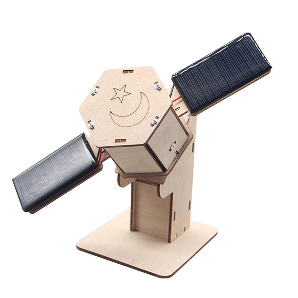 Kids 3D Wooden Puzzles Solar Power STEM Toy DIY Space Satellite Model Craft Educational Science Building Kit