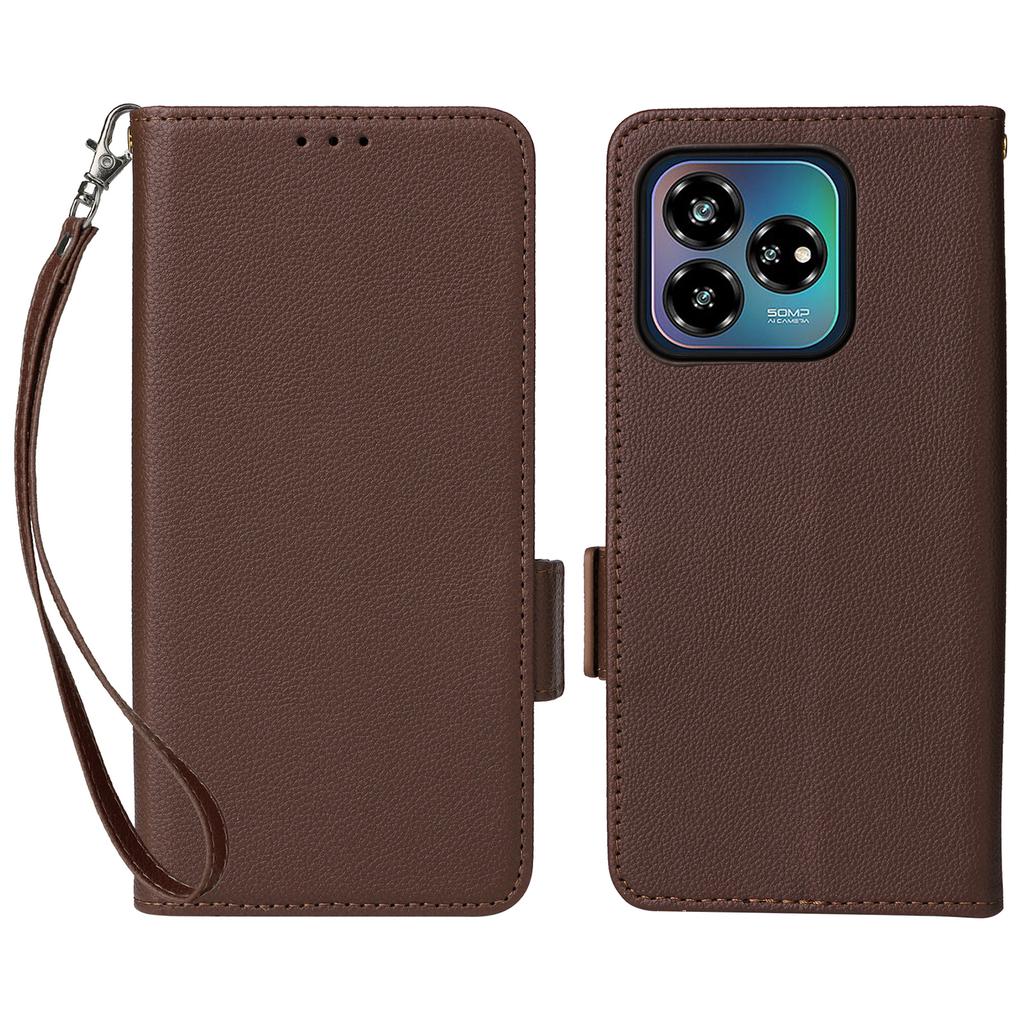 Чехол для ZTE Axon 60 Lite/Blade V60 Vita с ремешком на запястье, текстура личи, кошелек из ПУ кожи, чехол для телефона