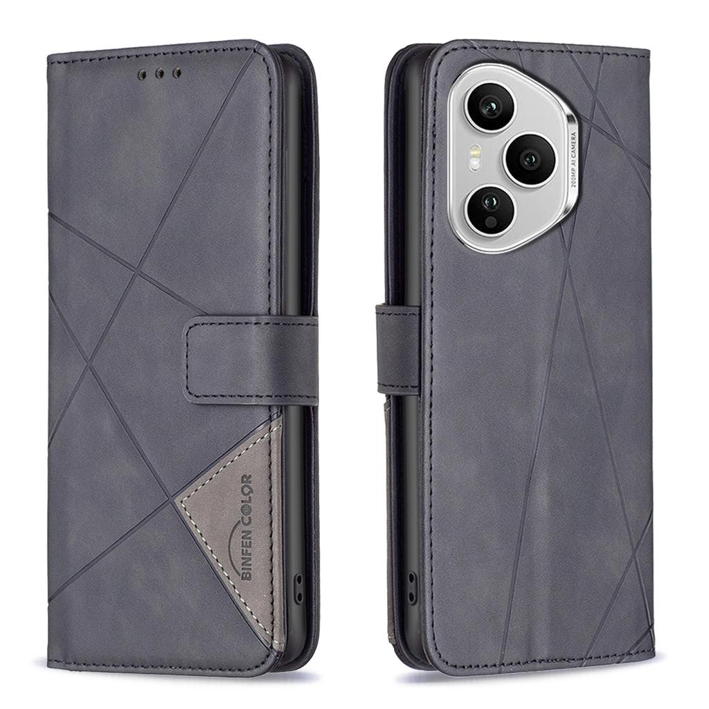 For Honor 400 Pro 5G (Global) Phone Case BINFEN COLOR Wallet Stand Geometry Imprinted Leather Cover