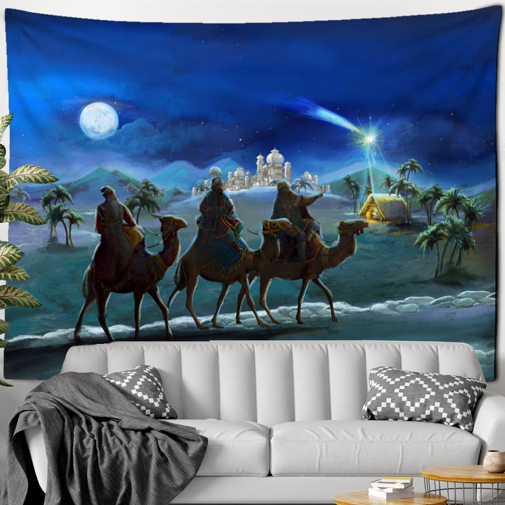 Рождественский гобелен со снеговиком, настенный подвесной Санта-Бохо, подарки, праздничная атмосфера, домашний декор