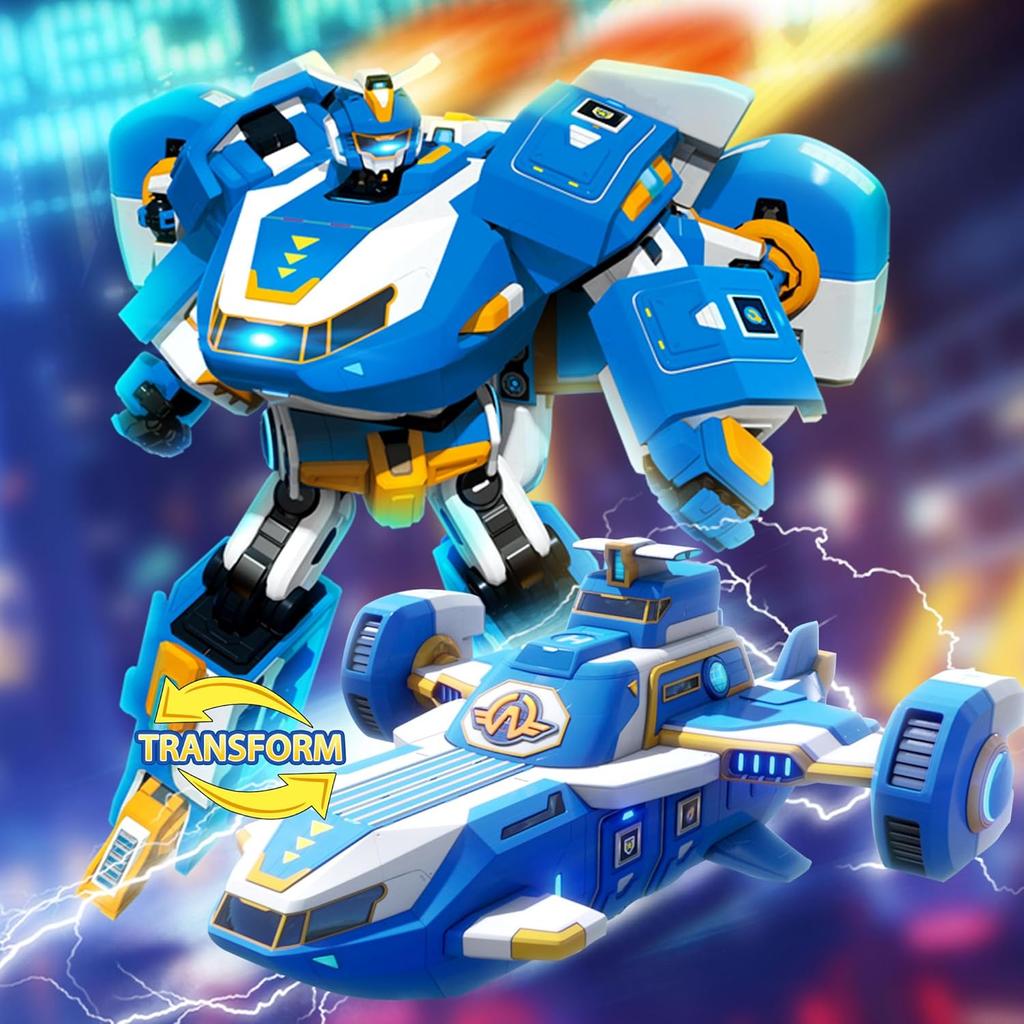 Super Wings 2-в-1 Мини-самолет-трансформер с световыми и звуковыми эффектами, Трансформируемая игрушка для девочек и мальчиков от 3 лет, Синий