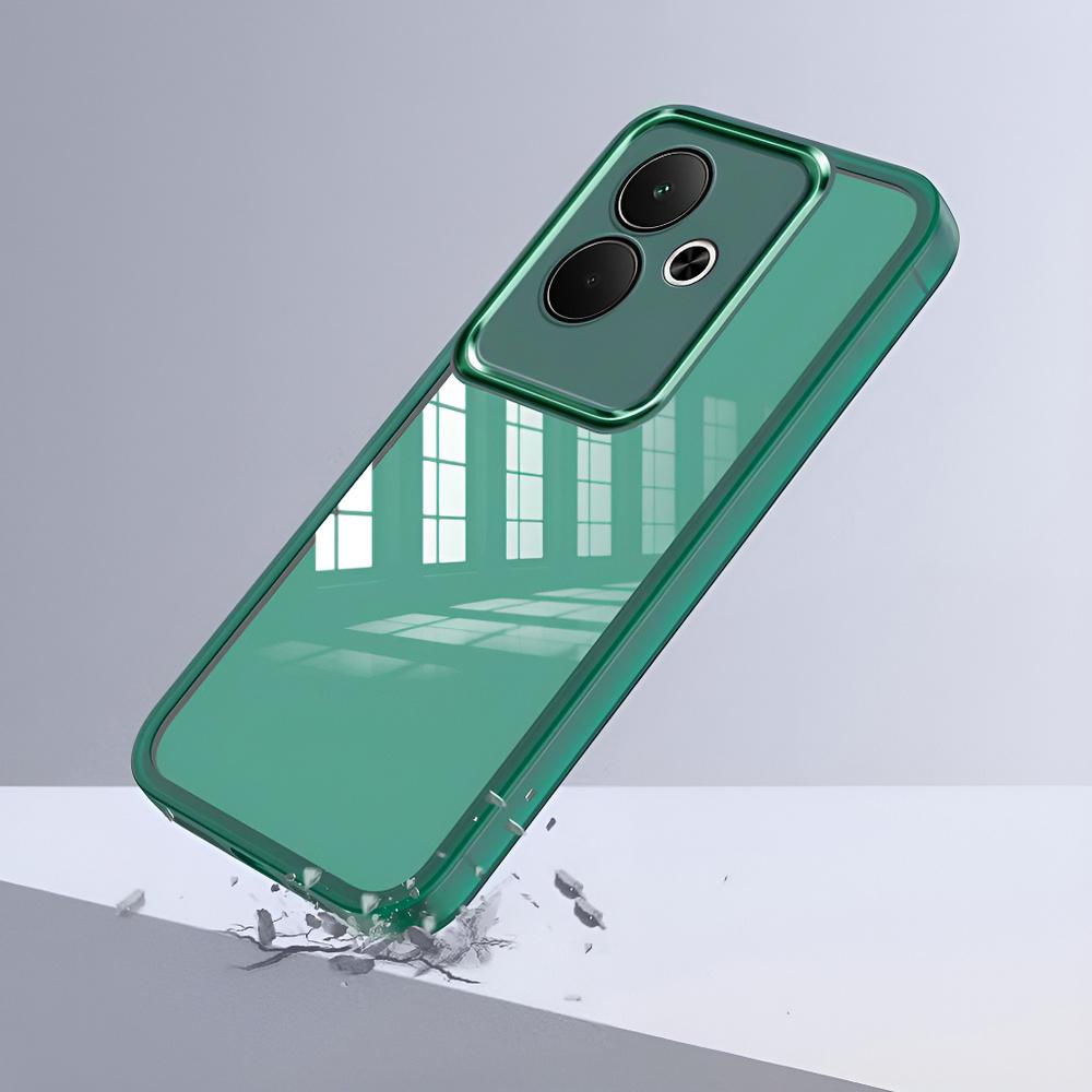 Silicone Case for Oppo Reno 11F 5G, with Camera Protection, Transparent/Green