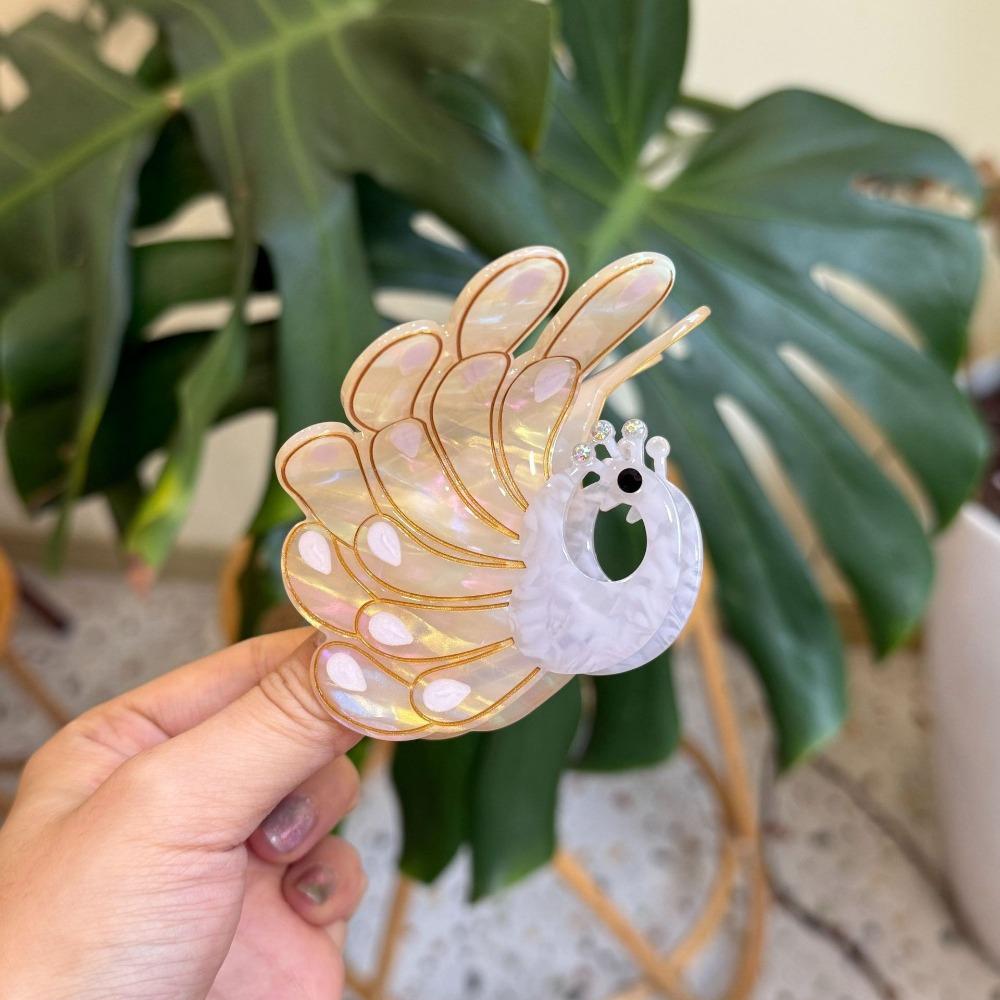 Korean Style Peacock Acetate Hair Claw Sweet Diamond Cartoon Animal Hair Clip Hair Accessories Cute Acetic Acid Shark Clip