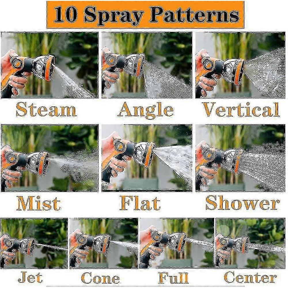 10 Hose Metal Watering Mode Thumb Control Switch Valve, High Pressure Nozzle Sprayer, Car Mount