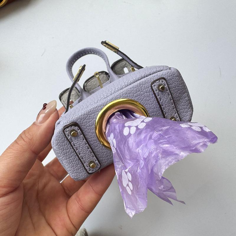 Mini Bag Style Dog Poop Bag Holder Leather Pet Waste Bag Dispenser With Keyring Portable Cute Puppy Poop Bag Carrier, Fashi