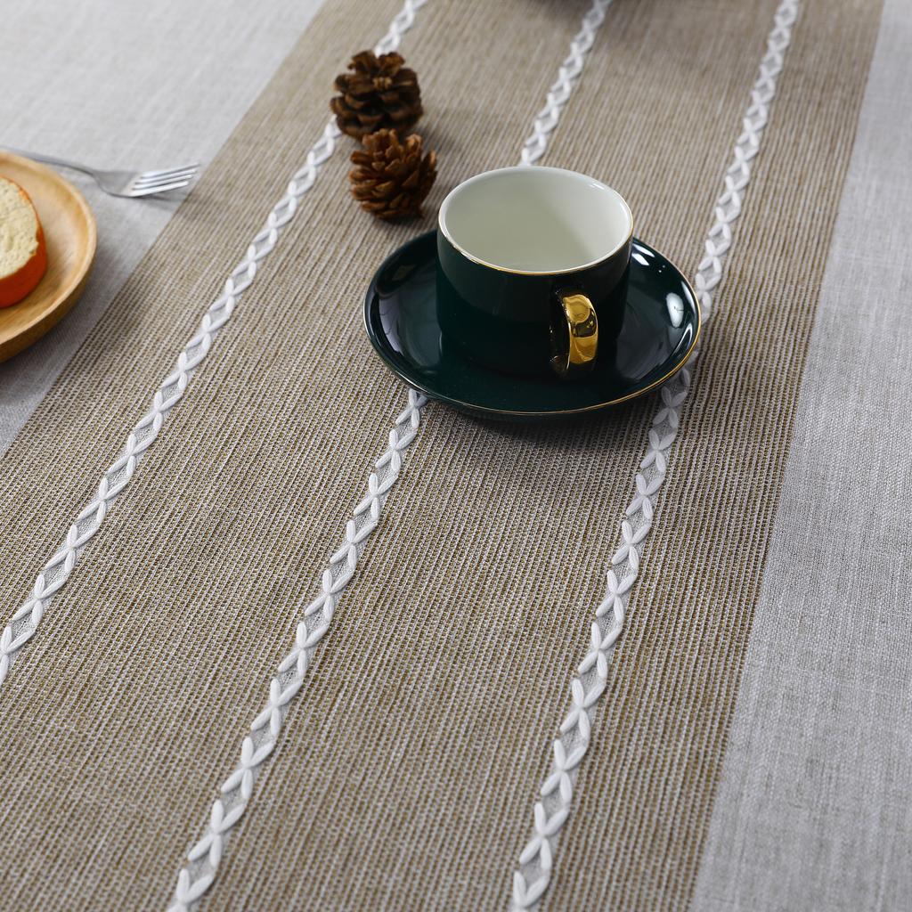 Ins Style Cotton Linen Tablecloth Embroidery Tassel Table Cloth Plaid Stitching High-Grade Coffee Table Cloth Non-Slip Tablecloth