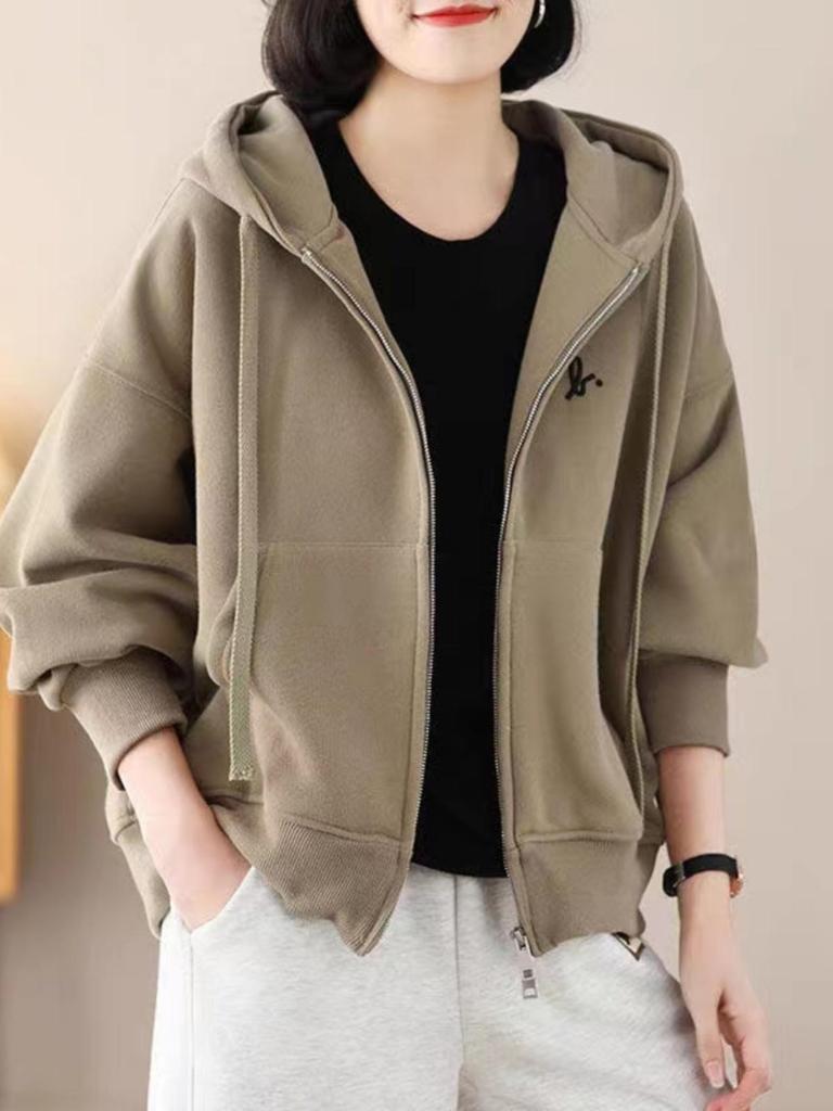 Женский повседневный весенний комплект куртки большого размера - Стильный кардиган-толстовка для мамы среднего возраста, коллекция 2025