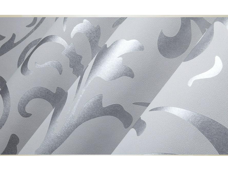 3D обои Acanthus Leaf Silver — нетканый дизайн для спальни, гостиной и ТВ-дивана