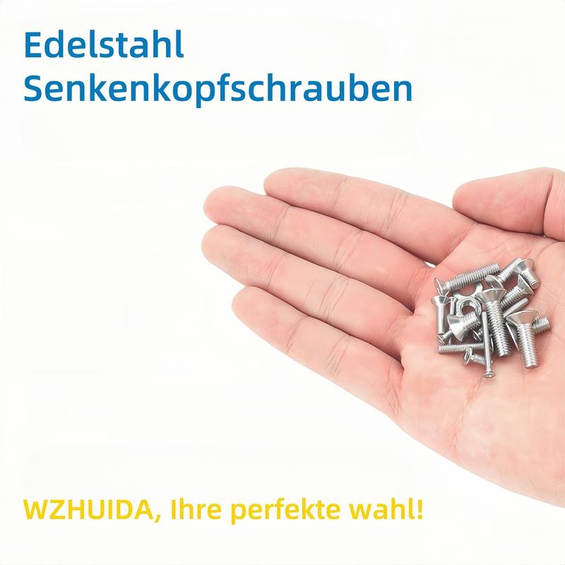 WZHUIDA 660pcs M2 304 Stainless Steel Hex Hexagon Socket Flat Countersunk Head Screw Bolt Nut Washer Set Kit DIN7991