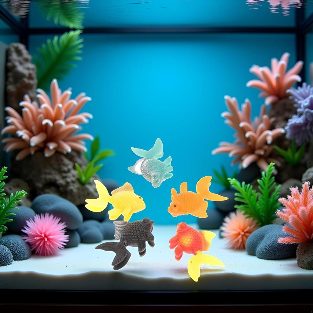 5Pcs Random Color Lifelike Reble Plastic Artificial Moving Floating Fishes Ornament Decorations for Aquarium Fish Tank Pet Supplies Popular Aquarium