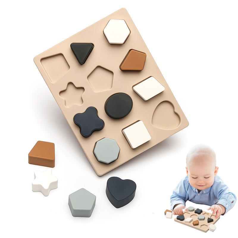 Food Grade Silicone Childrens Puzzle Toy With Geometric Blocks For Early Education And Parentchild Play