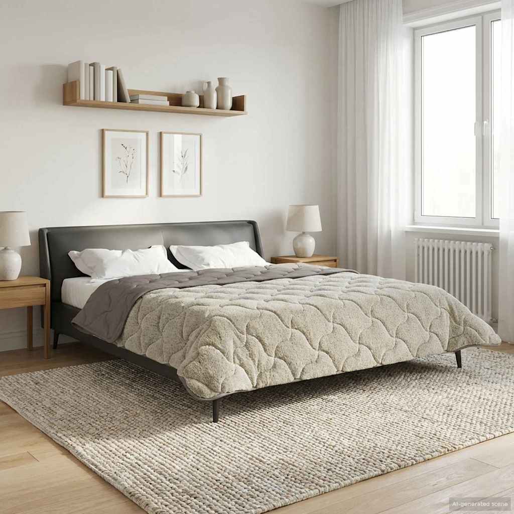 Summer Duvet Light Grey 200 x 200 cm Microfiber and Teddy Fleece