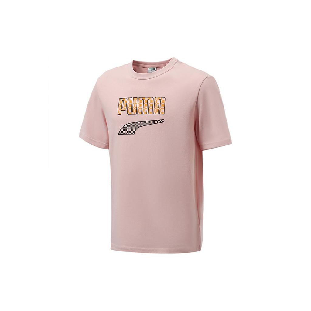 Puma Fun Logo Print Sport Round Neck Short Sleeve T-Shirt Men Tops Pink 533042-36
