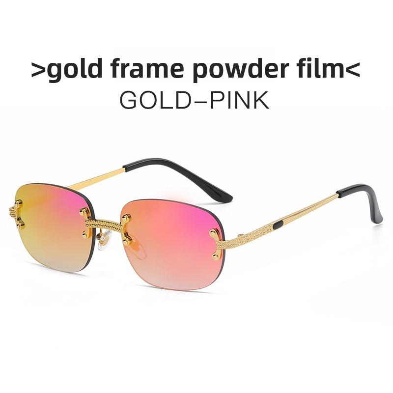 Womens Metal Frame Square Sunglasses With Pink Polycarbonate Lenses For Fashion And Sun Protection