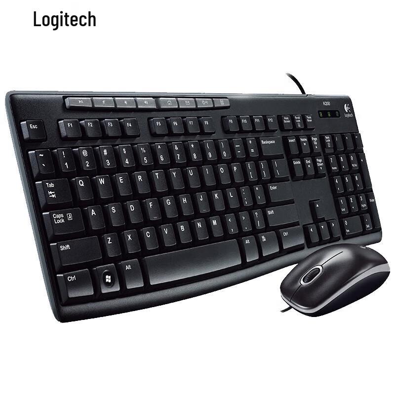 Проводная клавиатура и мышь Logitech MK200