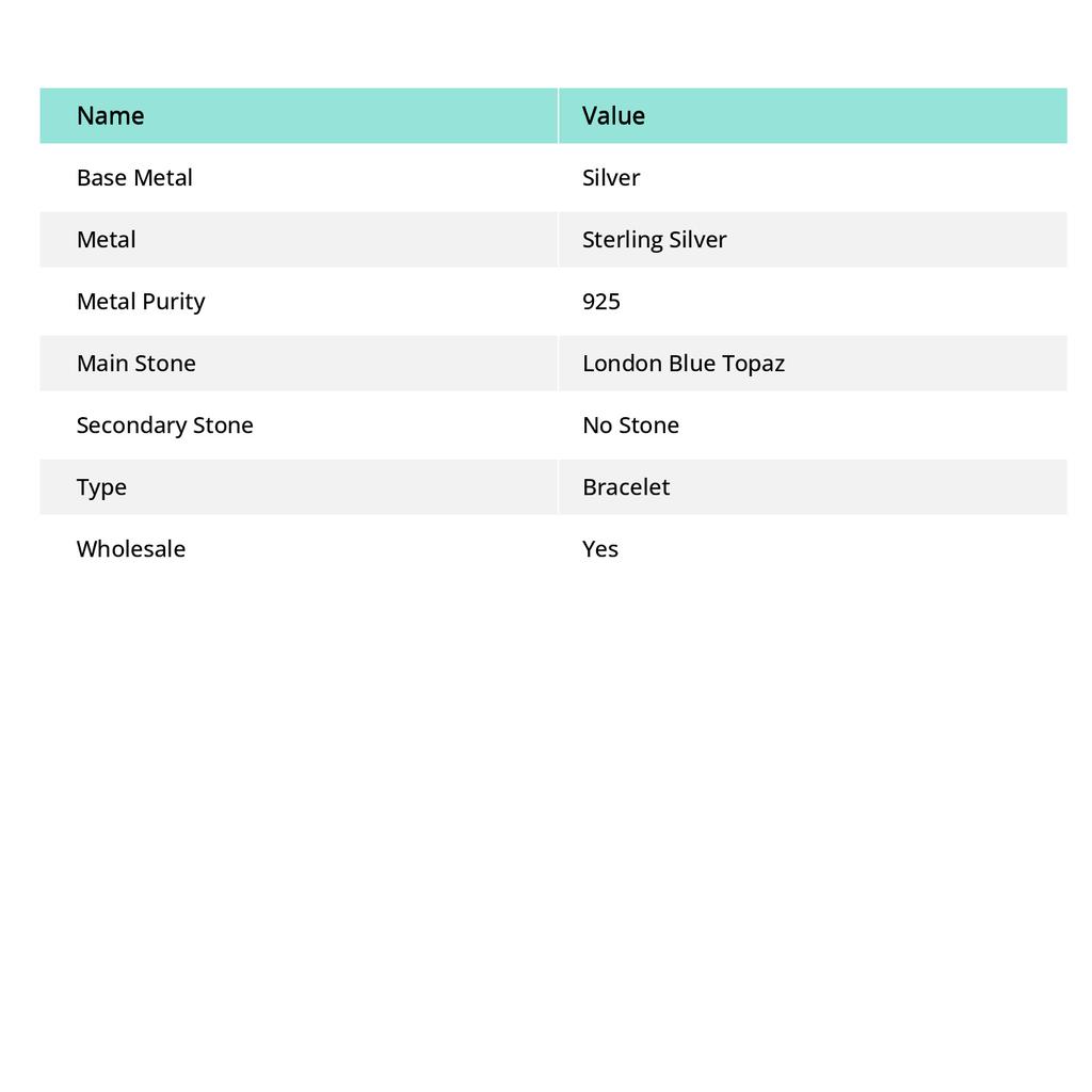 Браслет ручной работы из серебра 925 пробы с драгоценным камнем London Blue Topaz, длина 7-8 дюймов, a4o38