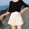 Leated Skirt Short Skirt  Spring And Autumn New Skirt A-line Skirt High Waist And Slim Black And White Short Skirt With Exposure Prevention
