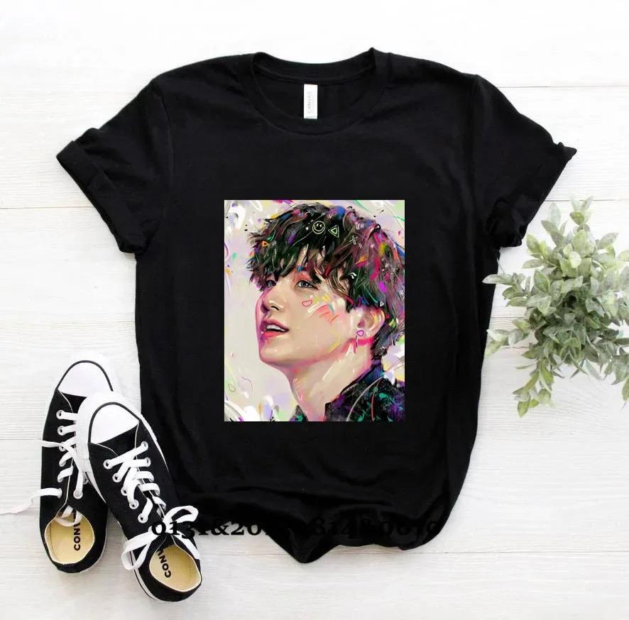 Горячая Распродажа Корейский KPOP BTS Мода Мультяшный Аниме Топ Футболки с Короткой Рукавой Кавайные Друзья Летняя Одежда для Женщин Футболка Kpop Звезда Футболка