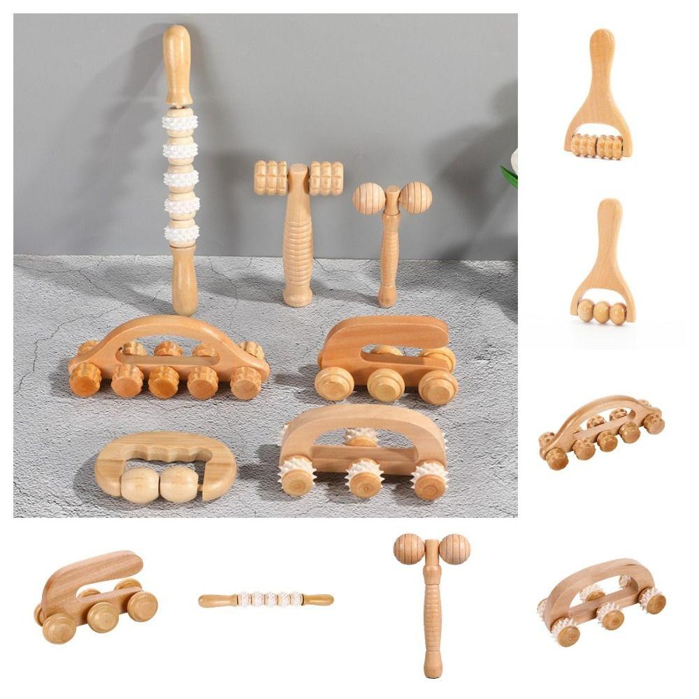 Household Wooden Massage Roller Handheld Manual Muscle Roller Sticks Hand Push Reflexology Trigger Point Massager