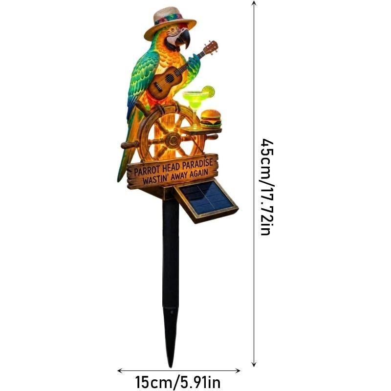 LED Solar Parrot Garden Light Resin Waterproof Outdoor Parrot Statue Stake Lamp for Pathway Yard Lawn Backyard Pool Party Holiday Decor