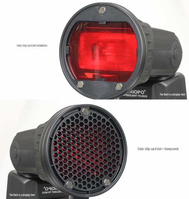 Jiebao TR08 DSLR Magnetic Flash Diffuser with Honeycomb Filters and Quick Release Ball Head