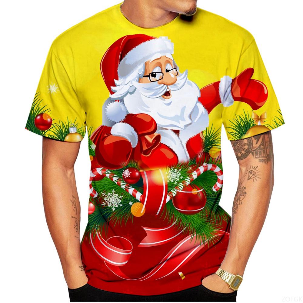 Fashionable Christmas Men's T-shirt, Casual Men's Short Sleeved T-shirt, Round Neck Shirt, Personalized Casual Loose Clothing