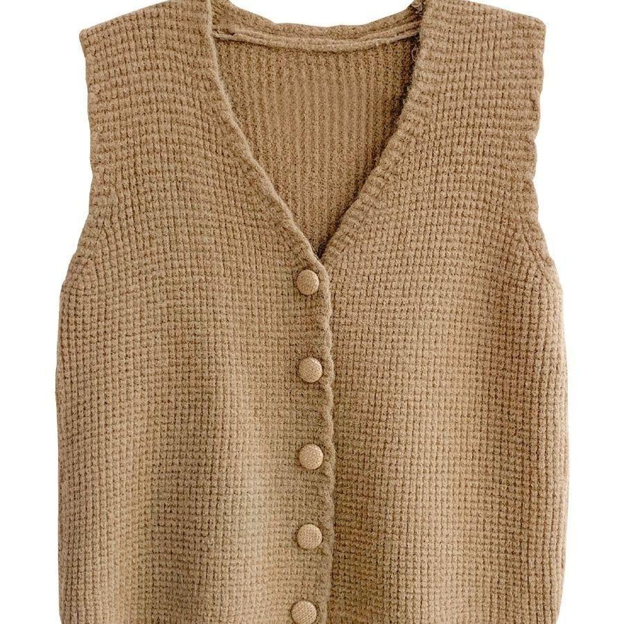 Women's Autumn and Winter Vest Ladies' Woolen Small Vest Layering Sweater Outer Wear Knitted Vest for Women Winter Outer Wear