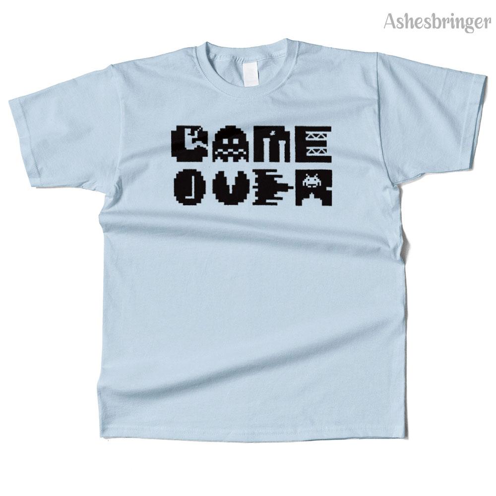 Mens Cotton Vintage Game Over 8 Bit Graphic Cute T Shirt Street Casual Style Tee for Men and Women