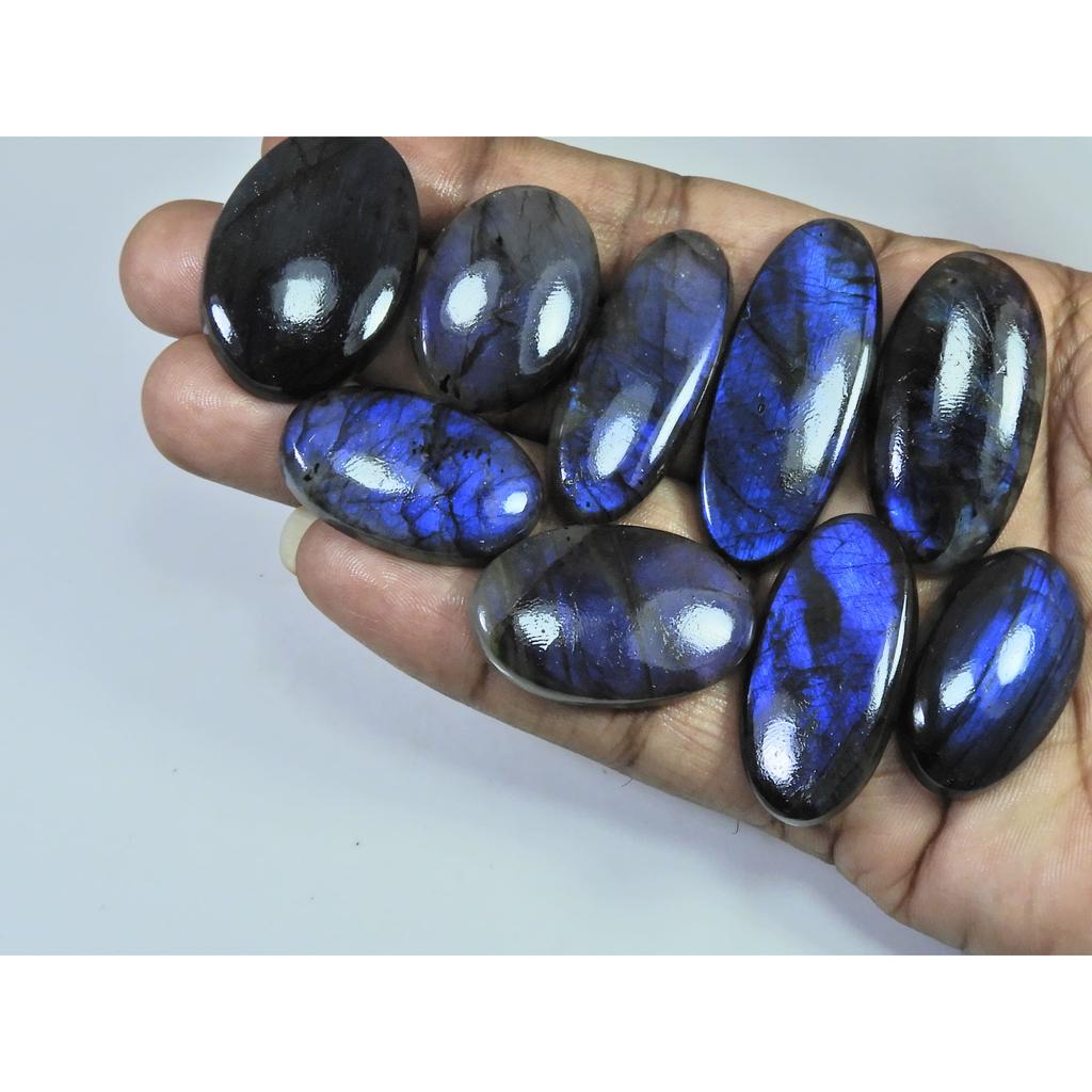 365Cts.Natural Labradorite Blue Flash Oval Cabochon Loose Gemstone 09Pcs Lot LL-1031