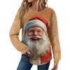 Женская Мода Повседневный Свободный Топ с Круглым Вырезом и Длинным Рукавом с Рождественским Принтом