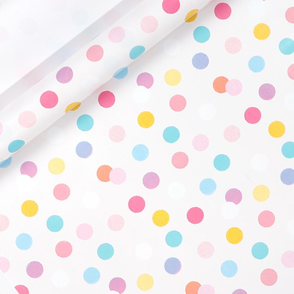 300*43cm 1 Roll Wrapping Paper Rainbow Polka Dots Star Gift Packaging Paper DIY Craft Paper Festival Birthday Gift Decor Paper
